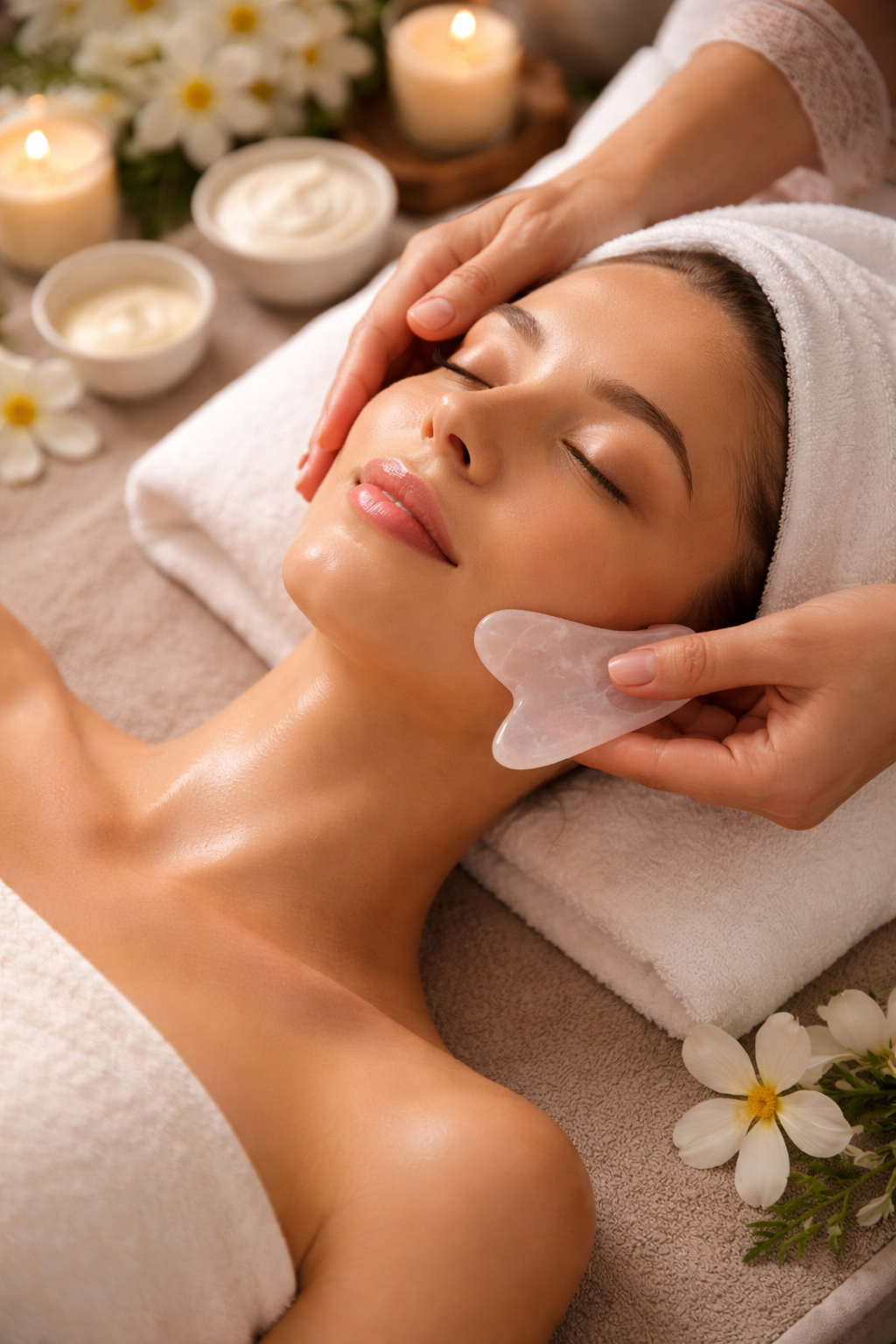 Masaje Gua Sha para hidratación y bienestar facial