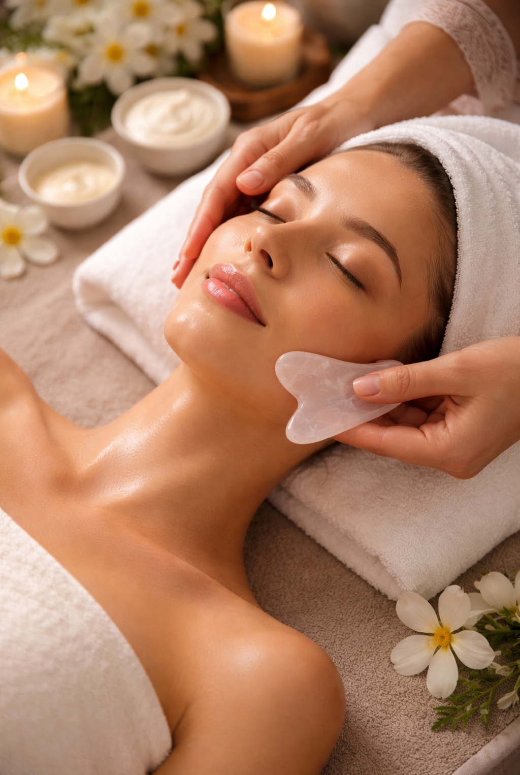 Masaje Gua Sha para hidratación y bienestar facial